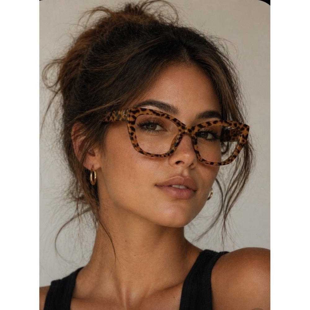 Blue Light Cat Eye Leopard Blue Light Blocking Clear Lens Computer Eyewear NEW 1